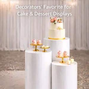 5PC Cylinder Pedestal Stands for Party, White Round Large Cylinder Tables, Pedestal Display Plinth Pillars for Wedding Ceremony Birthday Party Art Decor