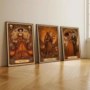 Halloween Gothic Tarot Art Prints: The Hermit, Lovers, World - no Frame