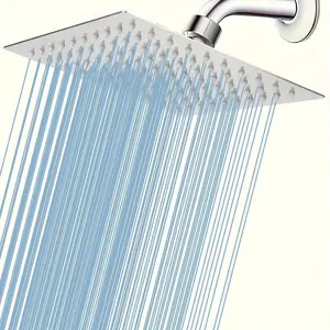 Stainless Steel Square Rainfall Shower Head, Wall Mounted Shower Head, Easy Installation Shower Accessories for Home Bathroom, Shower Head Set