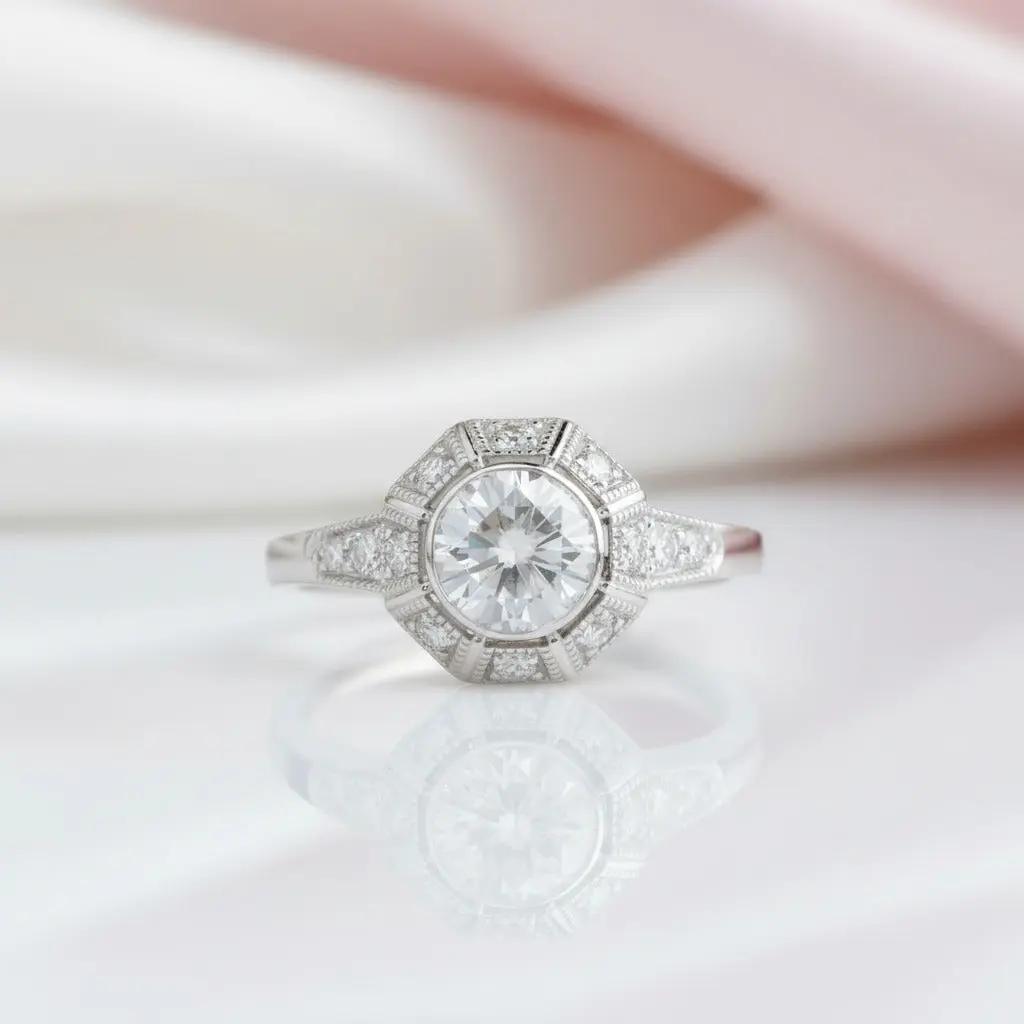 14k White Gold 1ct 6.5mm Diamond Option Engagement Ring