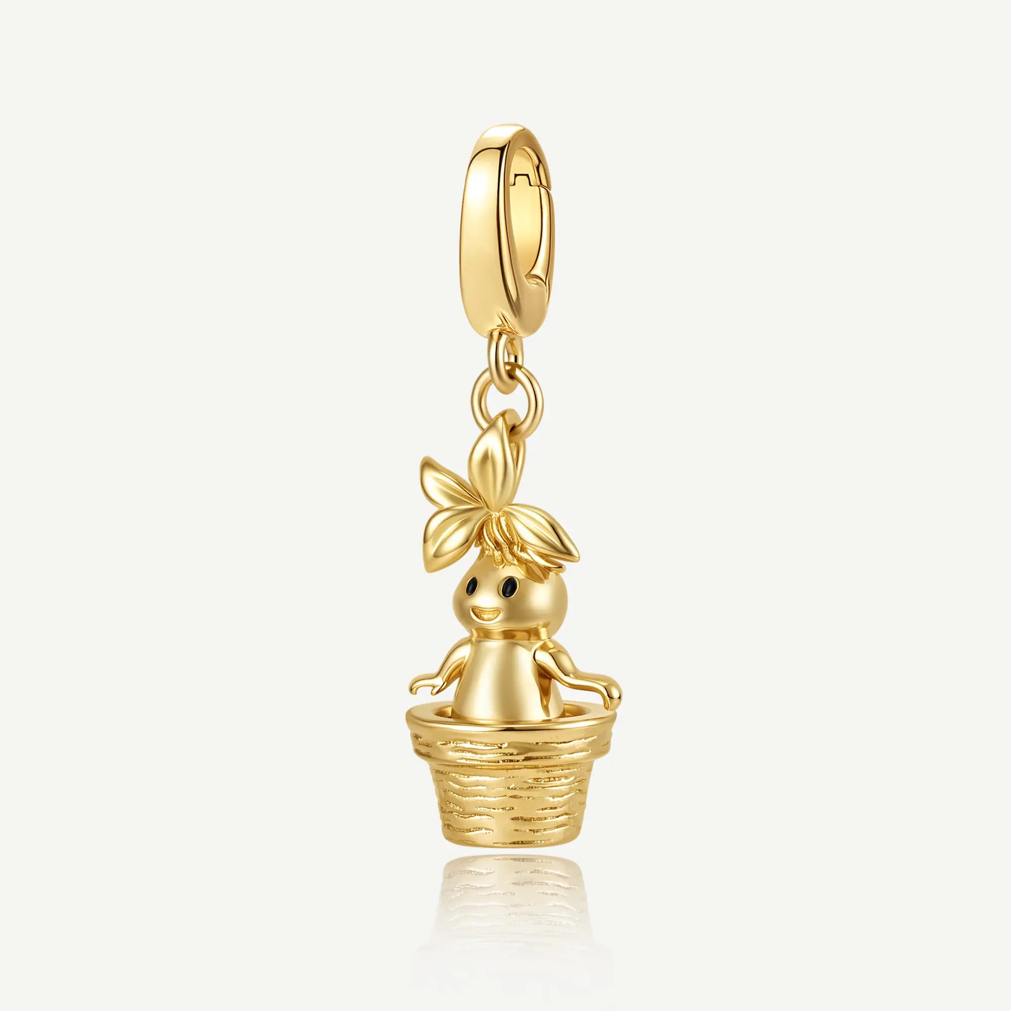 Harry Potter Mandrake Charm for Women, 3D Silver Potted Plant Design with Pull-Up Feature, Daily Wear Collectible, Collectibles, Charms & Pendants