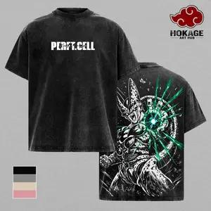 Perfect Cell DBZ T-Shirt - Perfect Cell Graphic Oversized Vintage Tee, DBZ Perfect Form Anime Merch, Washed Black Cotton Unisex