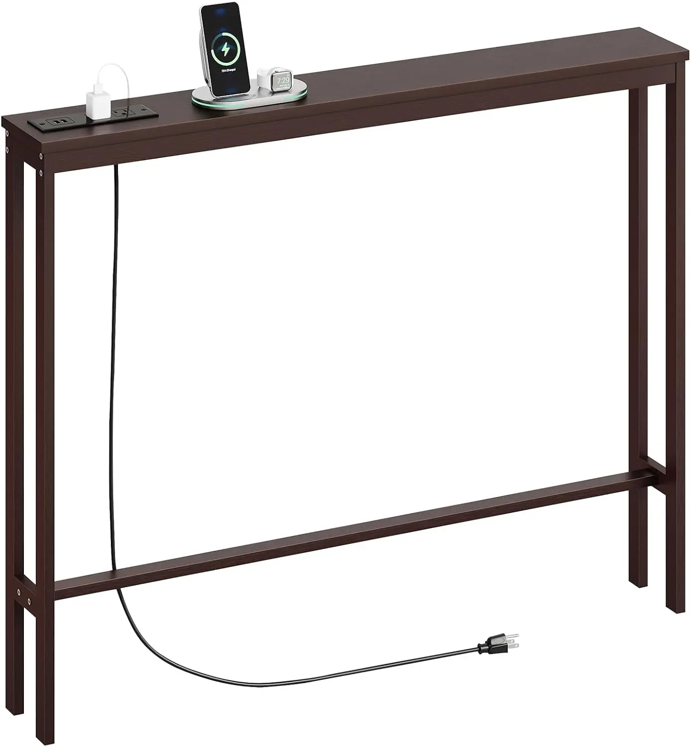 ELYKEN Bamboo Narrow Console Table, 5.9'' Slim Sofa Table Behind Couch
