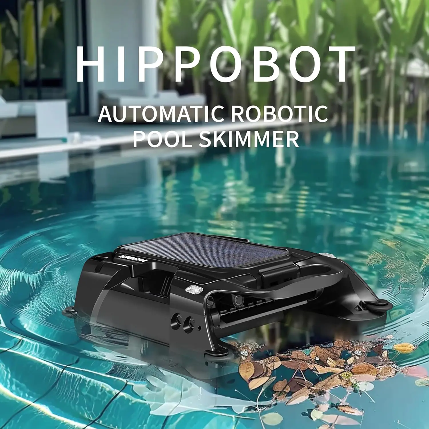 H1 Automatic Robotic Pool Cleaner with Obstacle Avoidance, AI Path Planning, 3H Battery Power, Dual Charging Options & Large Capacity Solar Pool Skimmer