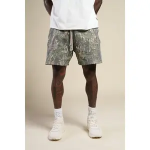 Dual Oversized Post Lounge Sweat Shorts in Norse Camo