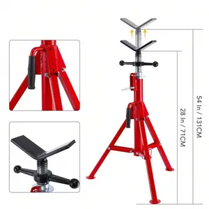 Heavy Duty V-Head Adjustable Pipe Jack Stand – 27-52 Inch Height – Supports 1/8"-12" Pipes – 2500 Lbs Load – Collapsible Steel Tripod For Welding, Automotive, Construction – Portable, Corrosion-Resistant