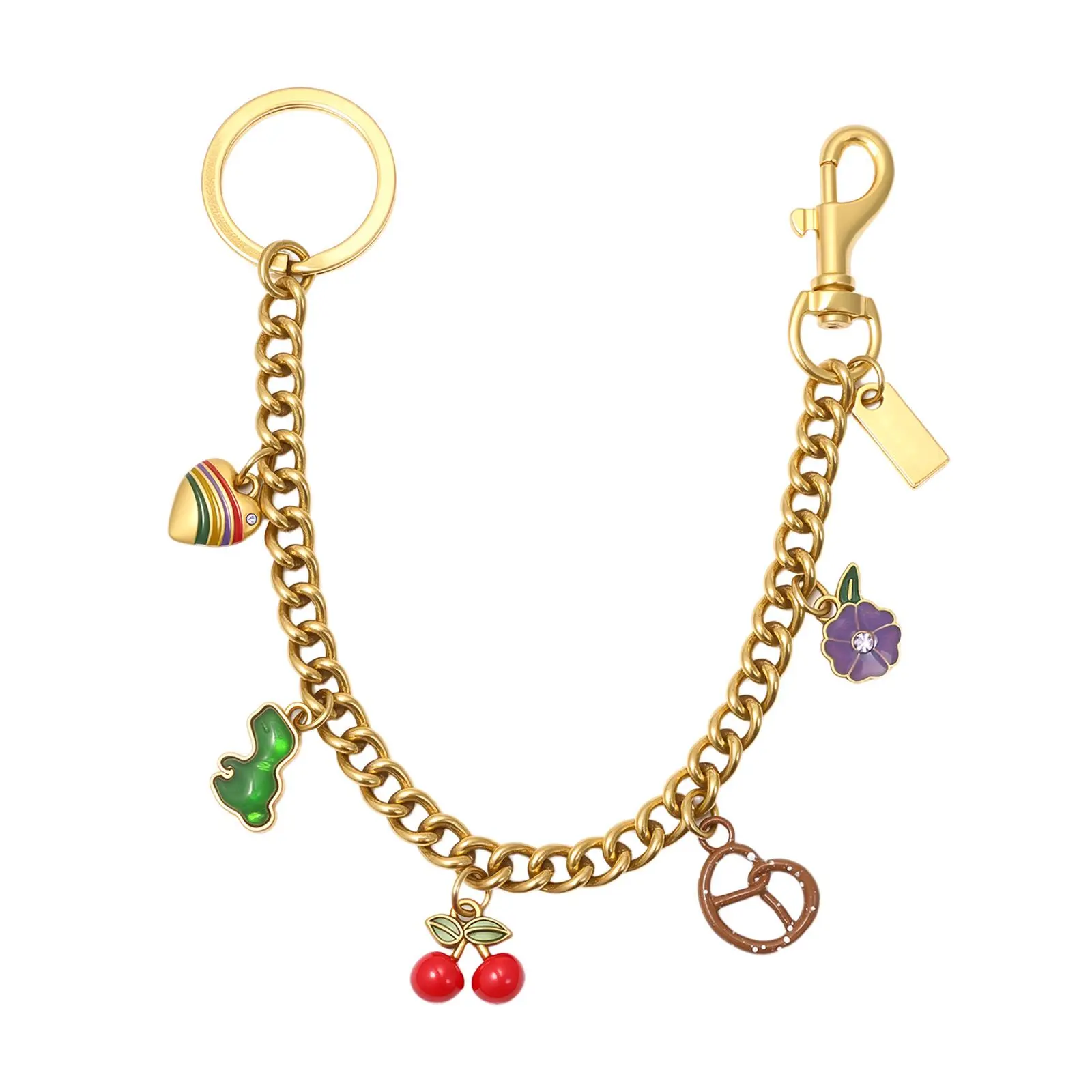 OIDEA Cute & Chunky Bag Charm for Women, Metal Chain with Cherry Motif Enamel Charms, Versatile Purse Strap Extender for Jeans