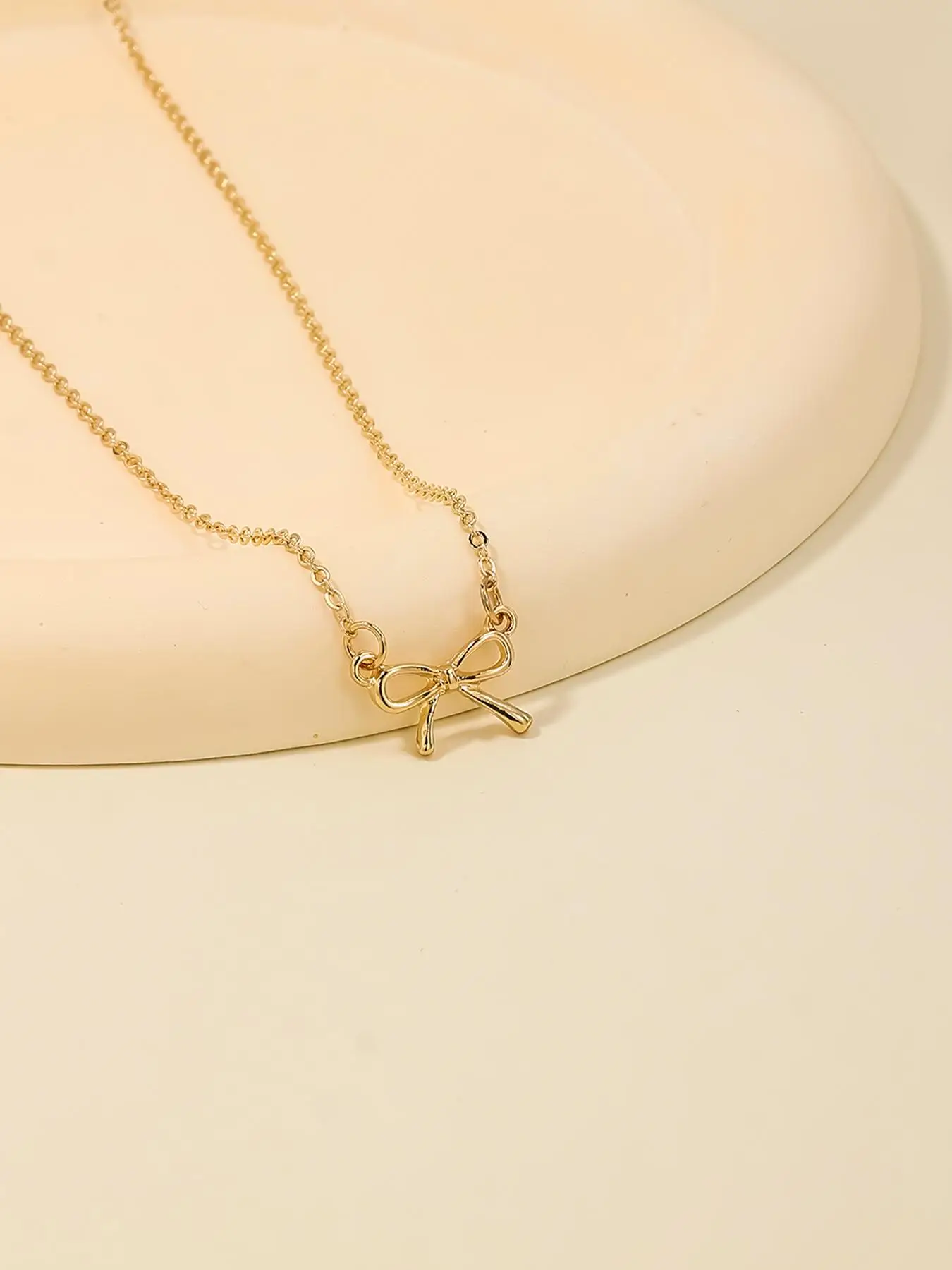 Summer Elegant Style Bowknot Design Pendant Necklace As Galentineday Gift, Bow Charm Necklace, Fashion Jewelry Accessories for Women As Gift