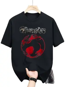 Cat Warriors Series T-Shirt, Officially Licensed, 1980s Retro Vintage Anime Style, Iconic Logo, Lion Thundercats Character, Unisex H-Shape Fit