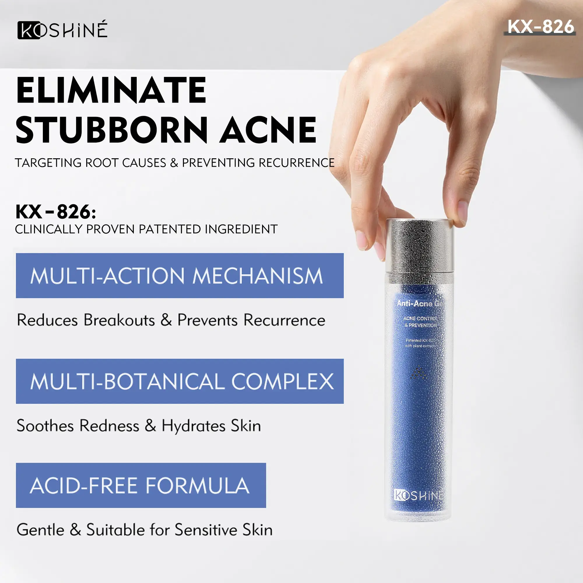 KOSHINÉ KX-826 Anti-Acne Gel | Advanced Skincare for Clearer