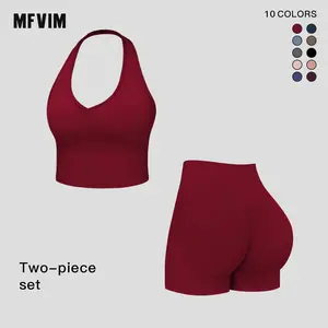 MFVIM Women's Quick-Dry Yoga Set, Tight-Fitting Fleece-Lined Activewear, Winter Outdoor Running Sports Suit, European Style Workout
