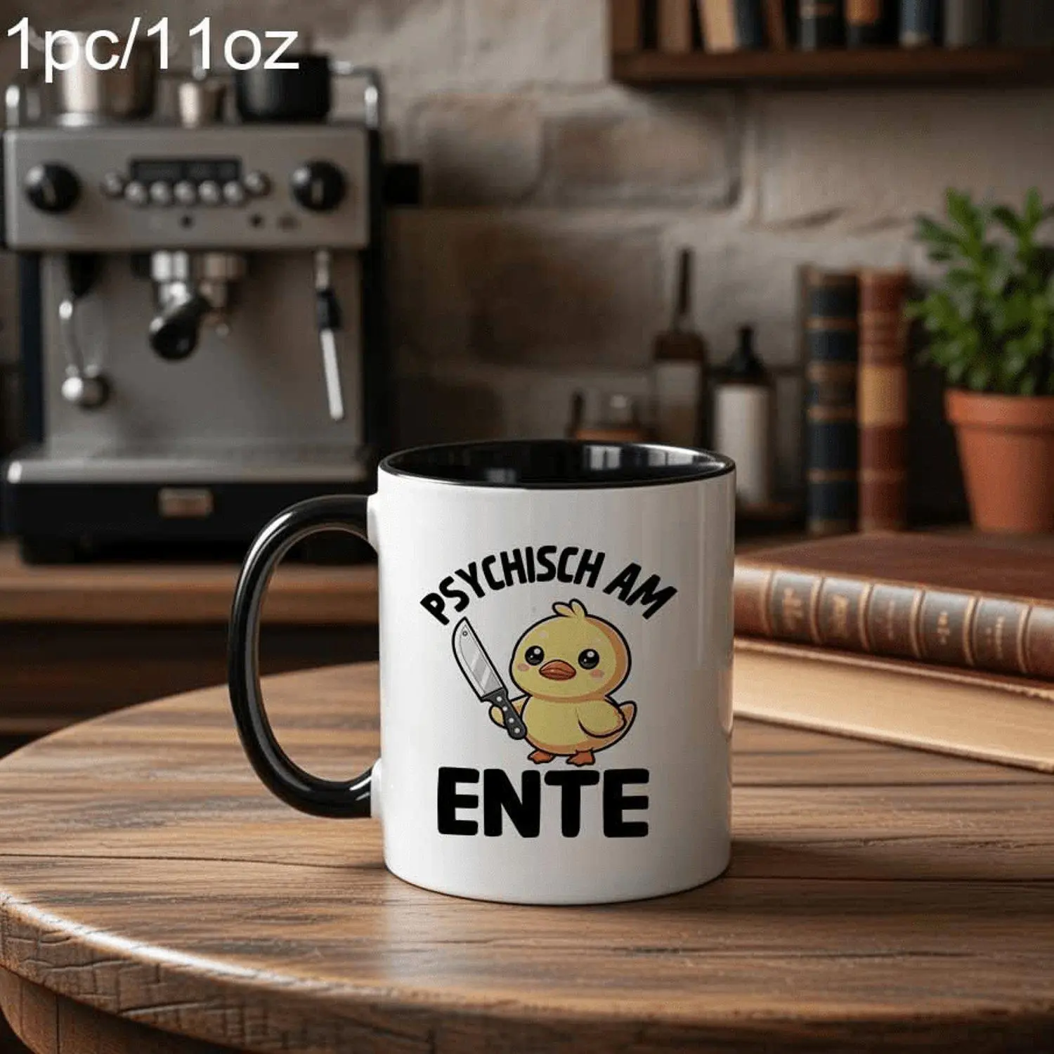 1pc Novelty Psycho Duck Knife Cute Mug, Coffee Cup, Juice Cup, 12.17oz, Fun Gift