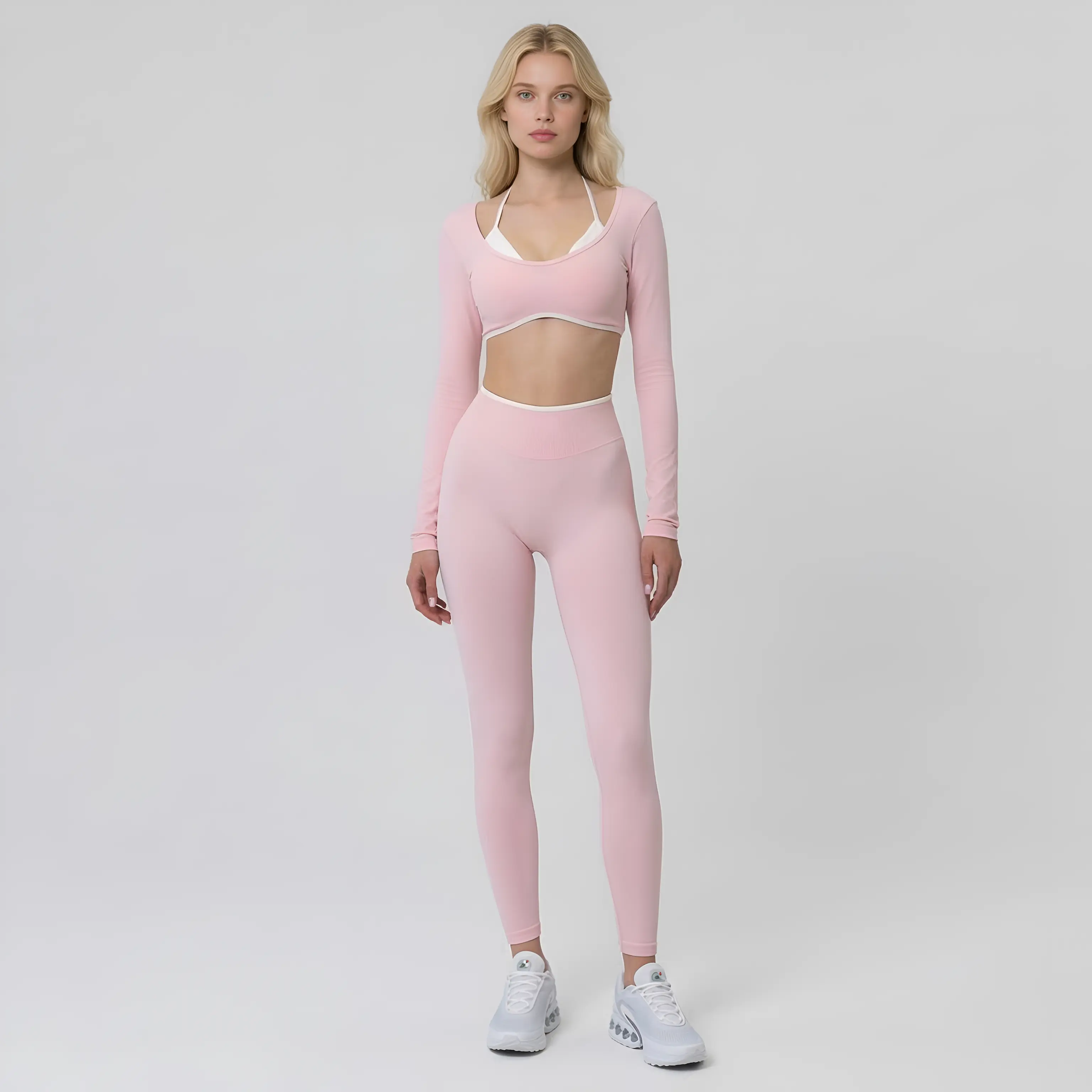 Women's Seamless Sports Suit Fitted Sportswear Set for Yoga High-Intensity Workouts 4-Way Stretch Fabric High-Waisted Fit Tummy Control Hip Lift Gym Coffee Time Everyday AthleticsSet