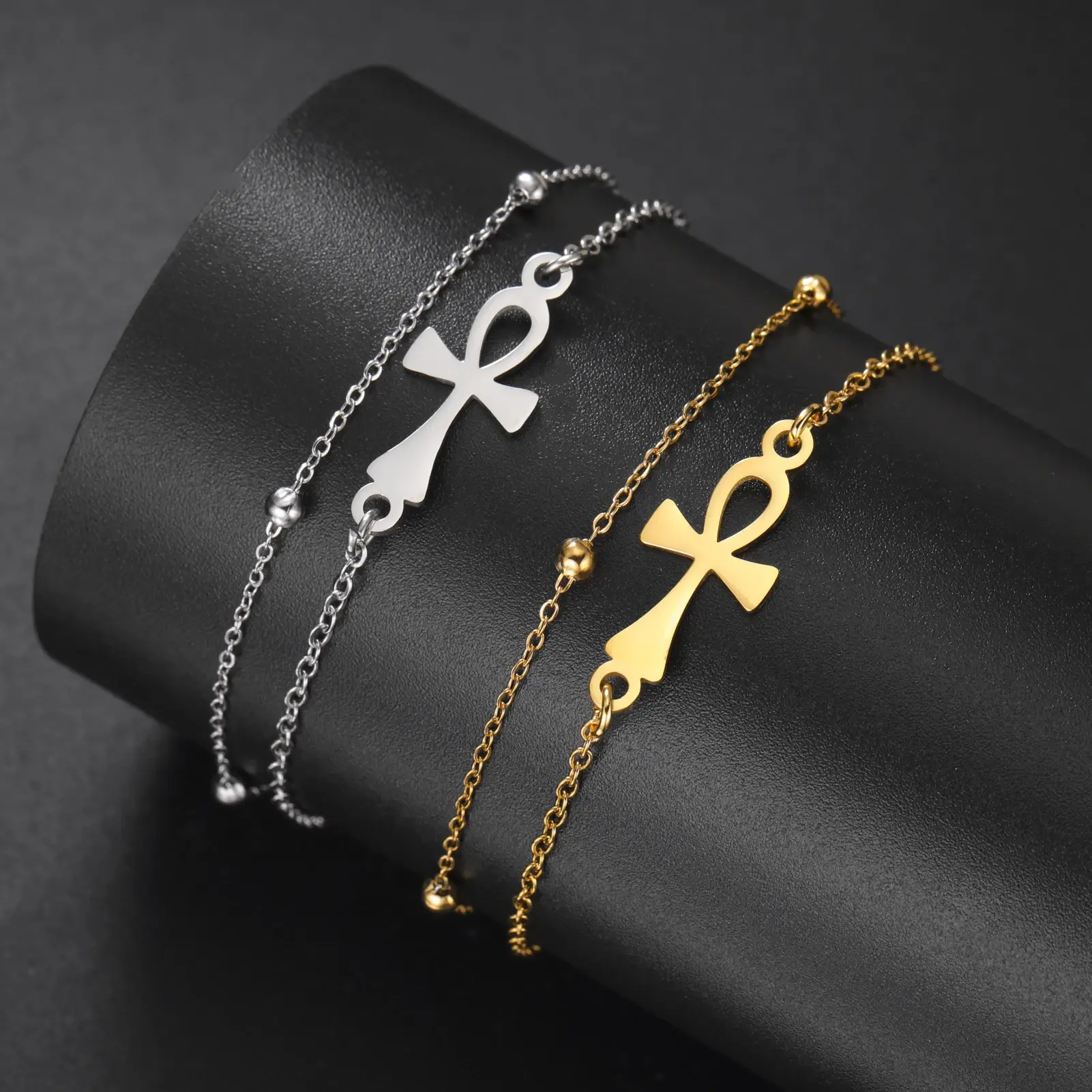 Cazador Amulet Egypt Ankh Cross Charm Bracelets for Women Stainless Steel Egyptian Cross Hand Bracelet Vintage Jewelry Gift 2026