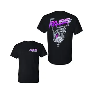FASS Diesel Fuel Systems T-Shirt with Neon Purple Turbocharger and Graffiti Logo, Retro 2 Sides Graphic Tee, graphic t-shirts , graphic tees men's graphic tees funny tshirt Soft Cotton Blend Shirt, Gift for Diesel Truck Fans