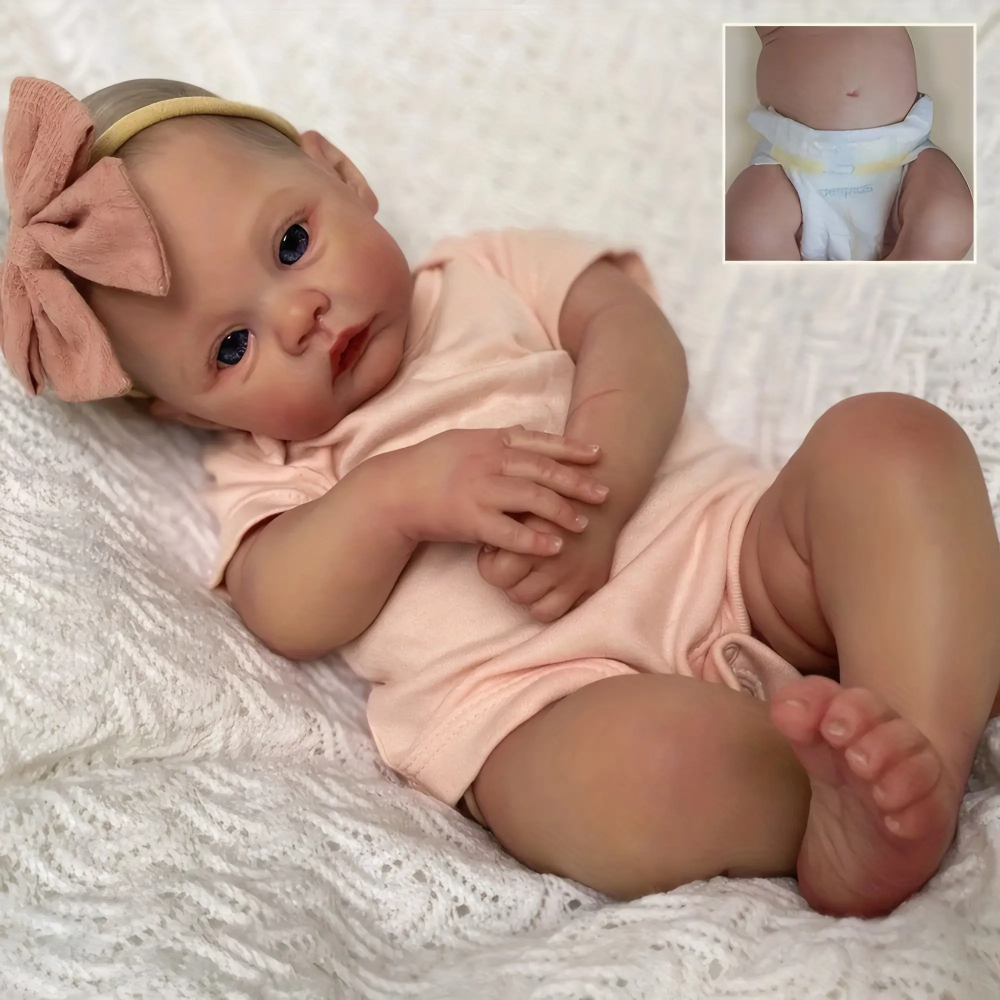 GUESSBELLY 48cm Realistic Full Body Soft Vinyl Reborn Doll with 3D-painting Skin And Visible Veins, Alive 19inches Newborn Baby Handmade Dress Birthday Toy For Child Christmas Gift