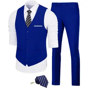 Men's Suit Slim Fit 2 Pieces Suits Set Grooms Tuxedos Business Wedding Prom Party Suit Vest and Pants