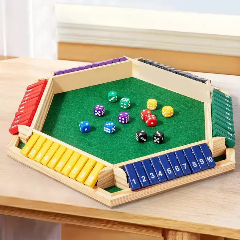 Wooden Dice Game Set for 1-6 Players, Durable, Includes 12 Dices, Perfect for Kids and Adults, Ideal for Family Night and Home Parties