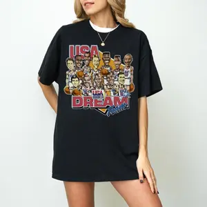 Unisex 1992 Basketball Shirt – 90s Dream Team USA graphic tee, classic cotton, perfect for men and womenA great gift for sports fans and retro lovers 1992 Dream Team Vintage Shirt |   USA Basketball Legends Caricature Tee