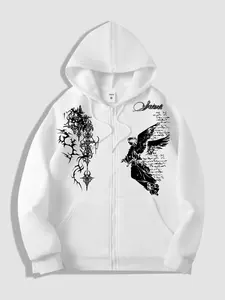 Dark Thorn Angel Design Original Print Zip Hoodie Sweatshirts, Fashion Streetwear Style for Casual Occasions, Perfect School Choice