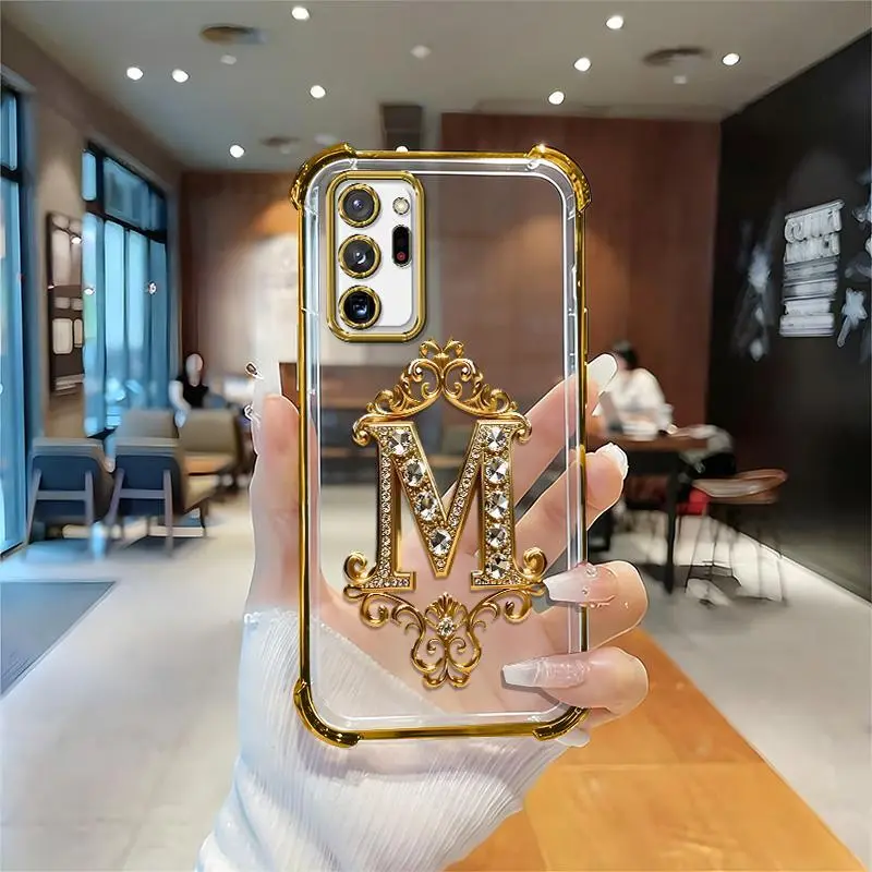 Suitable for [Galaxy Note20 Ultra 5g] high-end phone case🥰，Features a premium-look printed design—not actual 3D diamond studs，Choose from any of the 26 letters. YM99