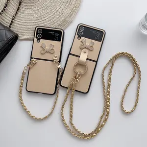 Elegant Butterfly Chain Phone Case Cover for Samsung Galaxy Z Flip 7/6/5/4/3, Adjustable Chain Design, Two-Stage Shock Protection, Accessories