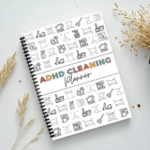 ADHD Cleaning Planner and Organizer, Spiral-Bound Home Management System with Daily, Weekly, Monthly Schedules, Chore Charts, Zone Cleaning Tasks, Laundry Checklist for Adults and Families Notebook