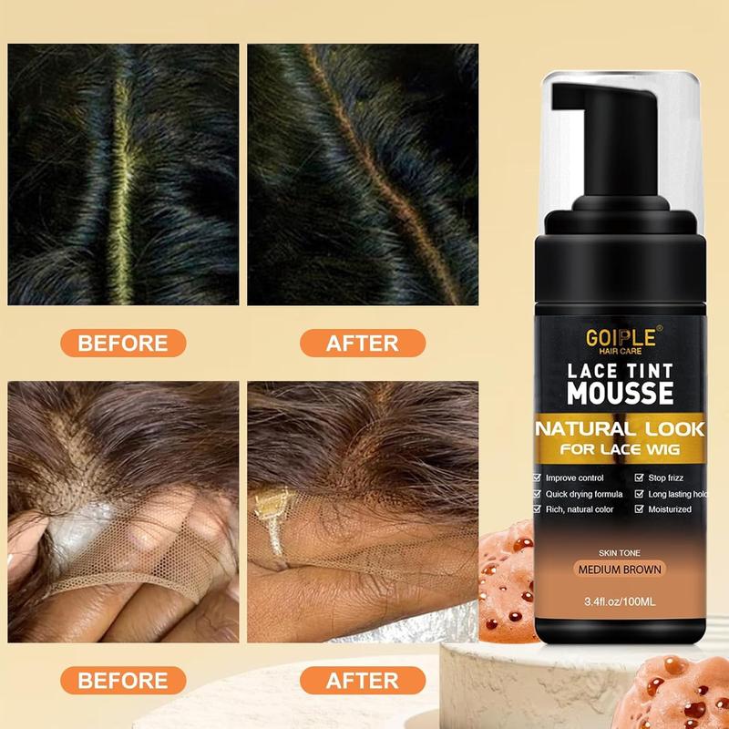 Lace Glue Kit Complete Set with Lace Tint Mousse, Lace Melting Spray Wig Glue for Women's Wigs and Hairpieces - Wig Installation Kit & Tape in Extension Rmover & Cap (Light Brown) hair tools rat tail comb Multi-Purpose Care Brush