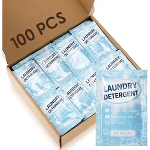 100 Pcs Individual Travel Laundry Detergent Bulk Travel Size Laundry Detergent Packets Single Use Liquid Soap for Traveler Hostel