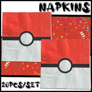 Cartoon Pocket Ball Party Napkins, 20pcs Disposable Paper Napkins, Gaming Themed Party, Hotel, Wedding, Christmas, Halloween, Baptism
