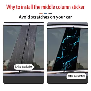 2 pieces "Electric Glow Shuttle" Cyber Windmill Sticker, Car Middle Pillar Sticker - Rainbow optical flow car sticker, self-adhesive waterproof and scratch-proof, suitable for glass, metal, plastic, ceramic, wood surfaces - car decoration
