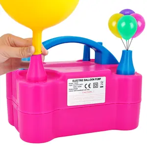 Electric Balloon Pump, Portable Electric Balloon Blower Machine Balloon Air Pump Dual Nozzle Rose Red 110V 600W Balloon Inflator for Party Decorations