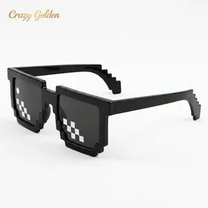 Mosaic square glasses - The ultimate display tool for 2D images. Sunglasses with barcode rectangular pixel lenses. Suitable for various scenarios such as parties and gatherings Indoor leisure equipment