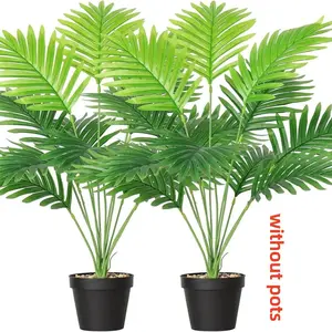 Set of 2 Artificial Areca Palm Plants, Fake Tropical Palm Trees, Faux Greenery for Indoor & Outdoor, Home Office Room Decor