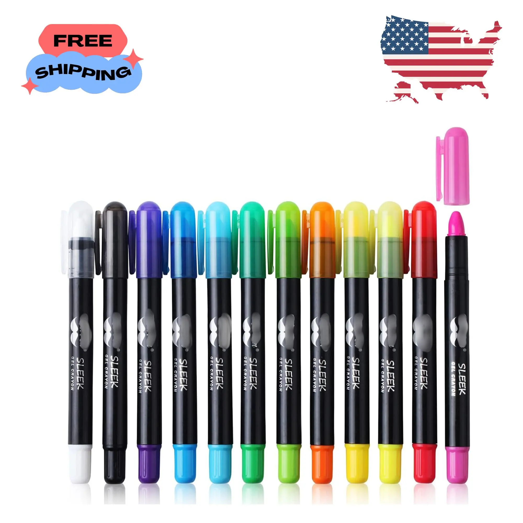 Gel Crayons, 12 Pack, Twistable, Non-Toxic, Coloring Crayons for Kids & Adults