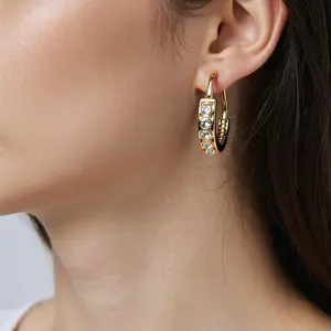 TikTok Viral 2026 Gold Crystal Huggie Hoop Earrings for Women Sparkly Dainty Small Hoops Lightweight Hypoallergenic Cute Everyday Wear Jewelry Perfect Gift for Her Mom Girlfriend Bridesmaid Wedding Party Daily Office School Casual Style Look