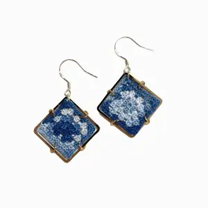 Higge Handmade Micro Crochet Granny Square Drop Dangle Earrings Earrings S925 Sterling Silver Everyday Earrings Gift for Women