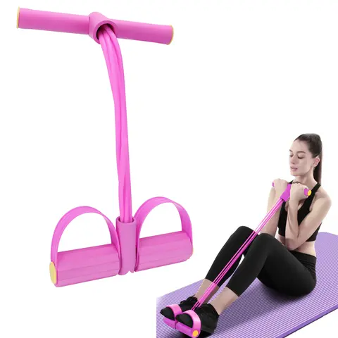 sohochic 4/6-Tube Natural Latex Pedal Muscle Training Band - Multi-Motion Core Trainer, Elastic Exercise Bands with Handles for Posture Improvement, Home Work Out Equipment for Women’s Abdominal & Arm Training