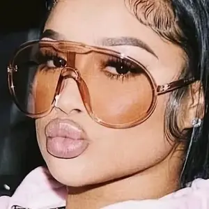 Oversize Brown Shield Sunglasses