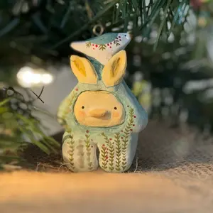 Handmade Bunny and Bird Clay Ornament for Home Decor