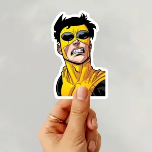 Invincible Angry Face Vinyl Sticker, Comic Style Superhero Decal, Waterproof Laptop Car Phone Decor for Fans