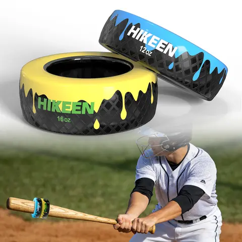 Hikeen Baseball Bat Donut Weights - 2-Pack (12oz, 16oz) Anti-Slip Swing Training Gear, Portable Gym-Bag Portable Baseball Equipment for Adults, Increases Strength, Enhances Speed, Fits Most Bats