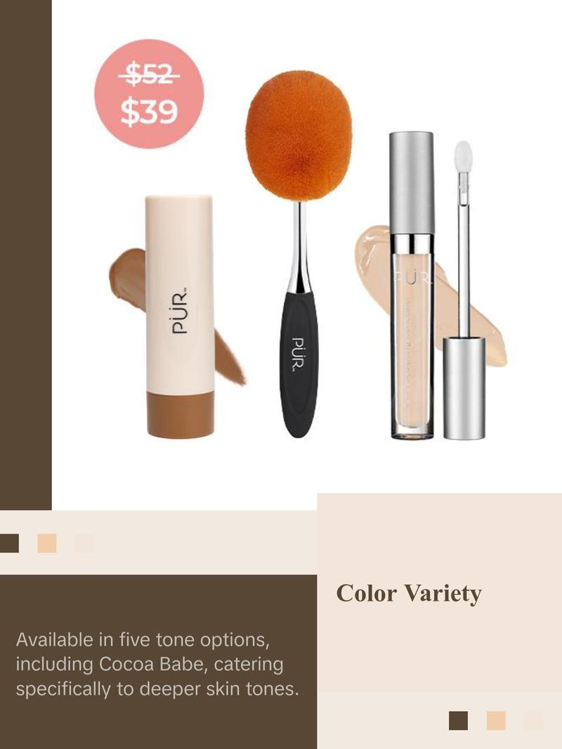 PUR Quick Fix Set – Concealer, Foundation Brush & Creamy Multitasking Tint for Instant Radiance Makeup
