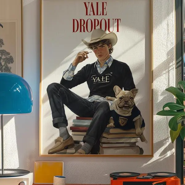 Vintage Yale Dropout Harvard University Poster - College Room Wall Art & Fashion Magazine Decor