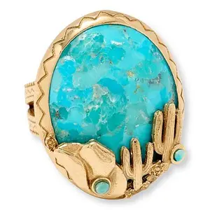 GemHues Composite Turquoise Cactus Design Statement Ring