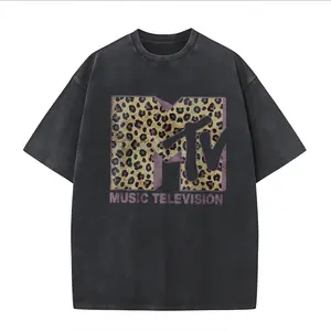 T-shirt Womens MTV Classic Leopard Print Bold Logo Shirt, Music Television MTV Logo Tee, Retro 80s 90s Style MTV Tee, Disneyland Family Matching Tee
