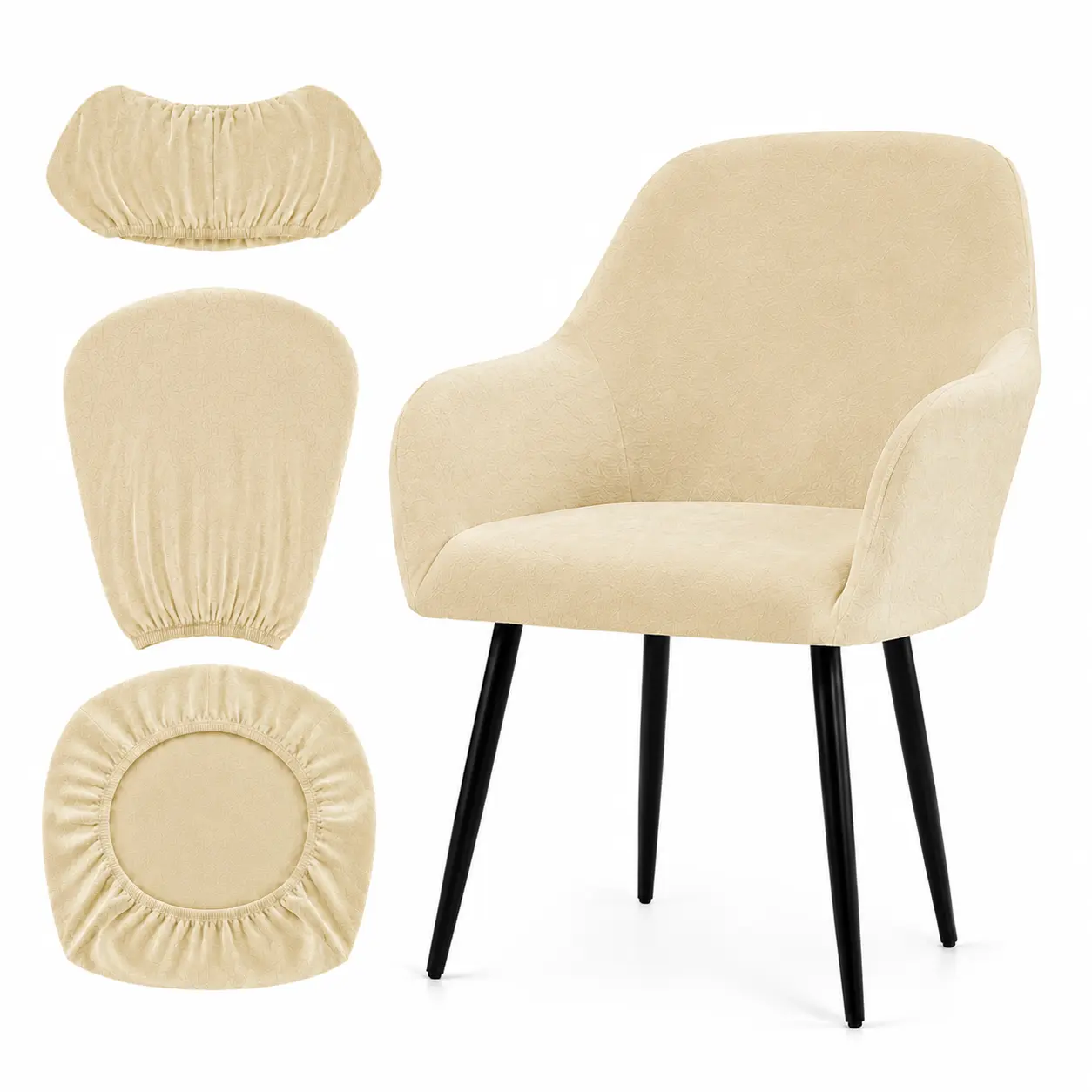 Stretch Velvet Dining Chair Cover - Soft Elastic Spandex Furniture Guard, Removable, High-Stretch Dust Cover for Kitchen/Living Room, Minimalist Room Decor Modern Upgrade