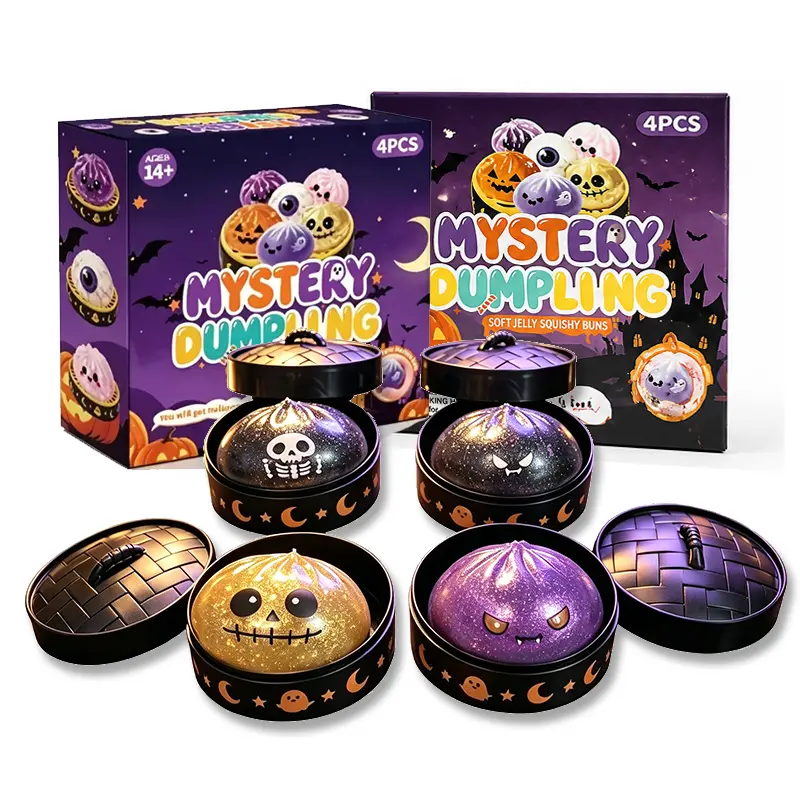 Halloween Spooky Soft Squishies Sparkly Dumpling Squishy Stress Relief Squeeze Toy, Suitable As Gifts For Birthdays And Halloween Horror Parties, Halloween Goodie Bag Fillers Trick or Treat Gifts