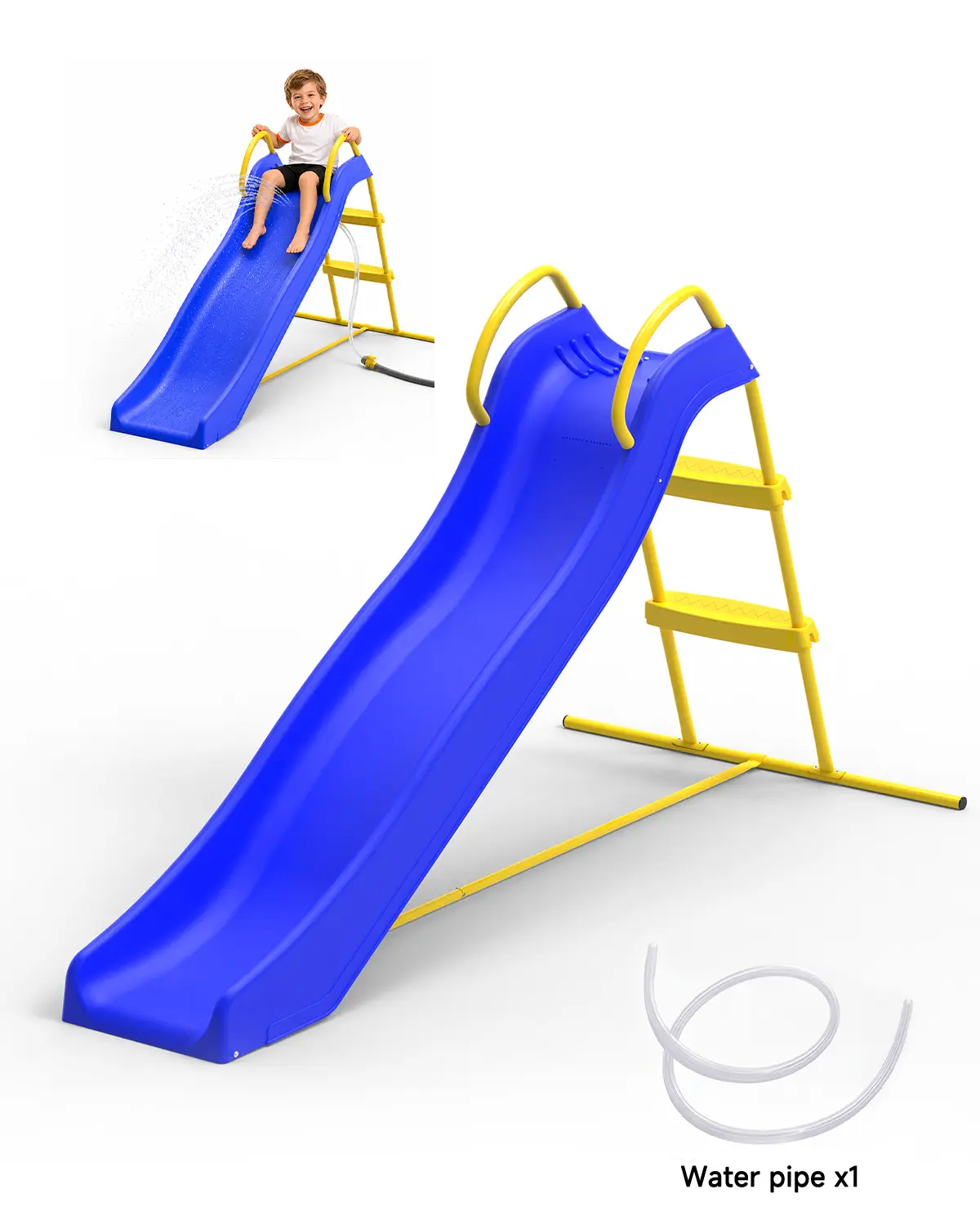 Mersco 1.8M Kids Plastic Slide, Safe Durable HDPE Freestanding Playground Equipment for Children Aged 3+, Indoor & Outdoor Water Slides, Outdoor Kids Stuff, Kids Outdoor Play