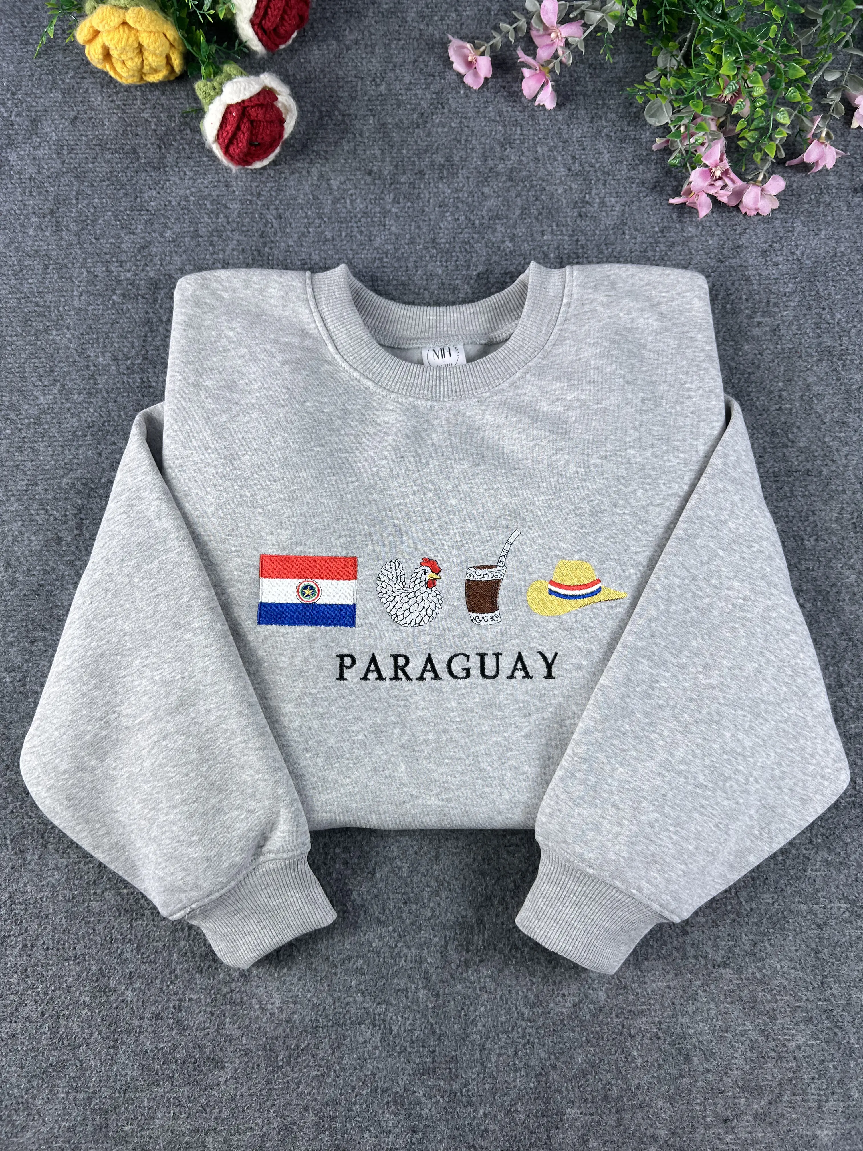 Paraguay Embroidered Sweatshirt/Hoodie, Unisex Crewneck Shirt, Patriotic shirt, Symbol Stitch,Pride Nationality